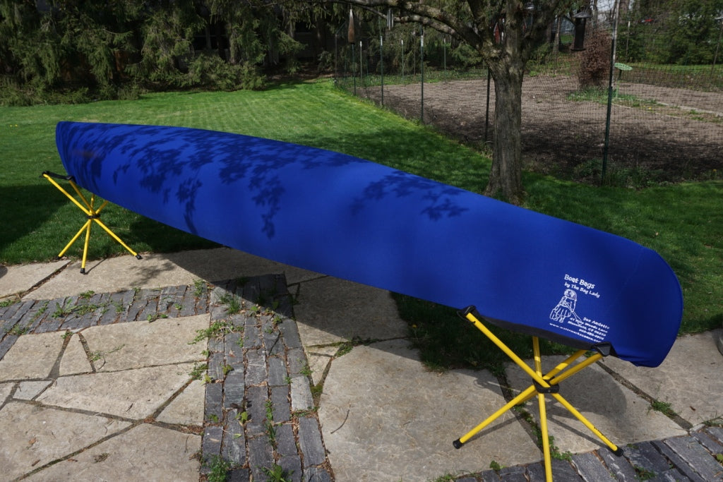 RedLeaf cover fitted to a canoe on outdoor storage